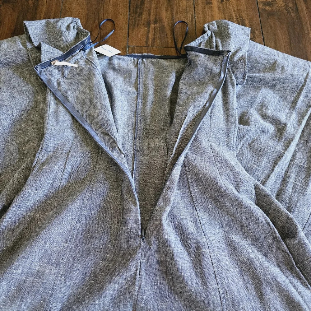Free People Women’s Jumpsuit Rumi Blue Off The Shoulder Pleated Wide Leg Size 12 - Picture 7 of 12